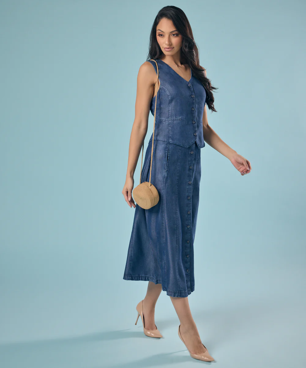 Tencel Front Buttoned Skirt - Image 3