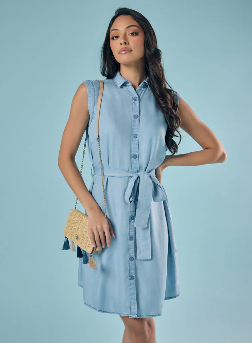 Tencel Side Slit Shirt Dress