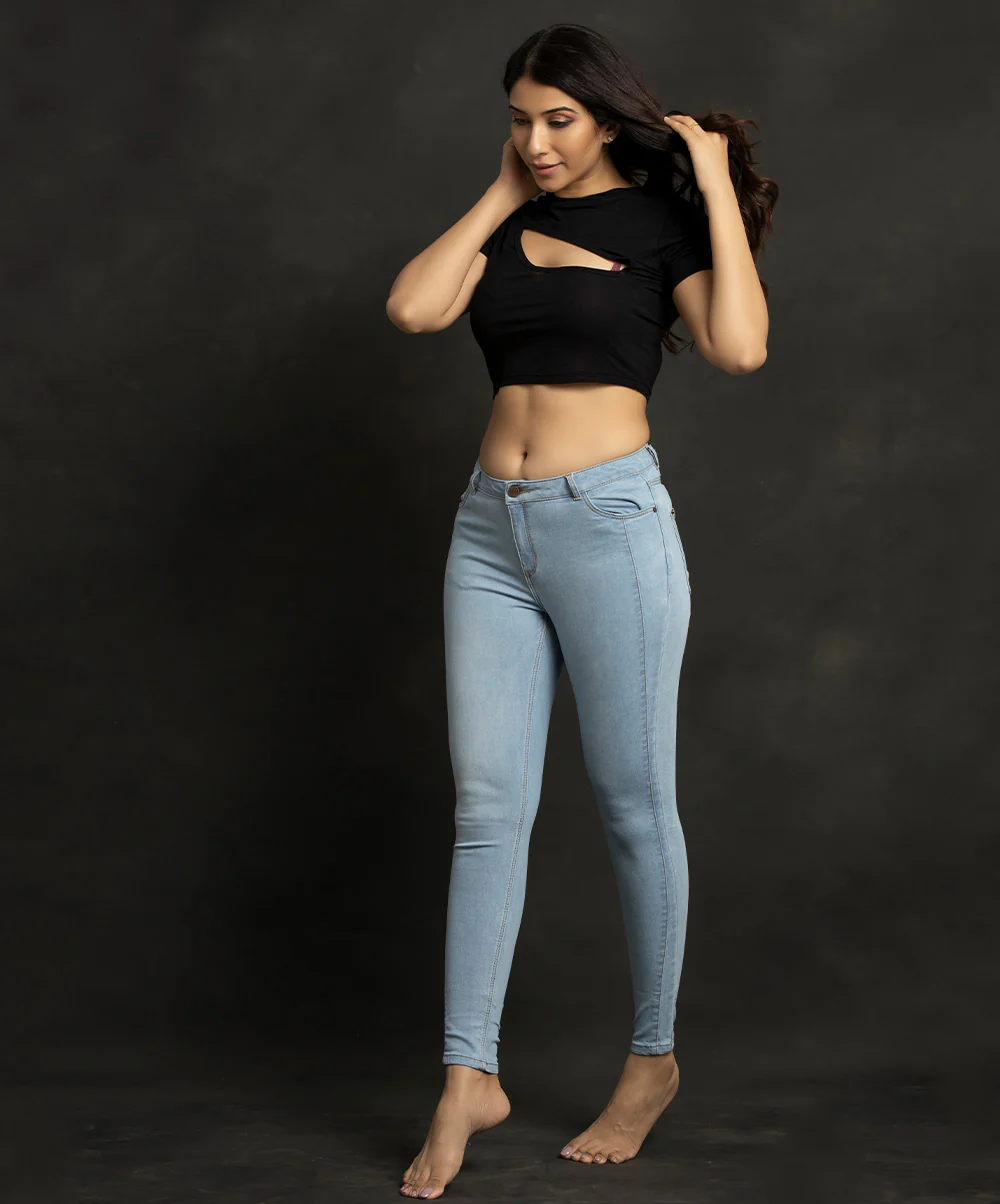 Triangle Panel Side Light Washed Jean