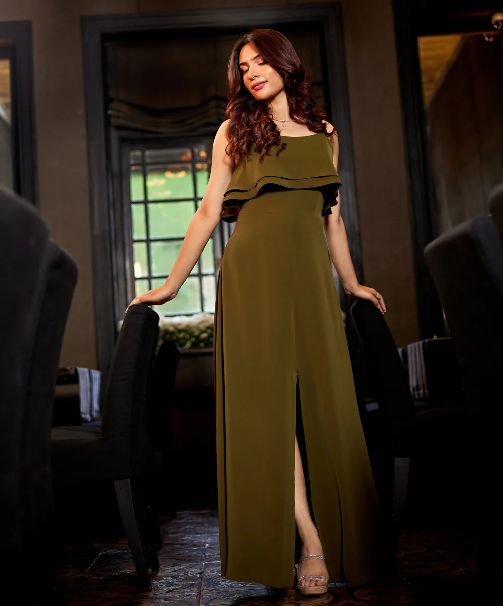 Two Layered Strap Attached Maxi Dress - Image 2