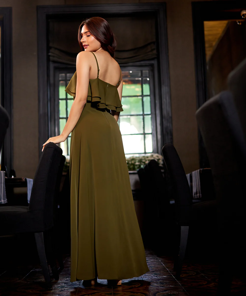 Two Layered Strap Attached Maxi Dress - Image 5