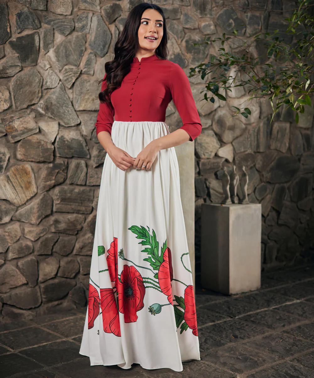 Two Tone Border Printed Maxi Dress - Image 2