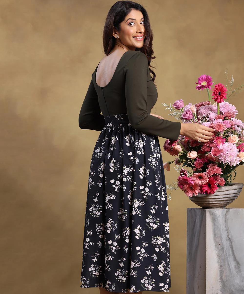 Two Tone Half Sleeve Dress - Image 2