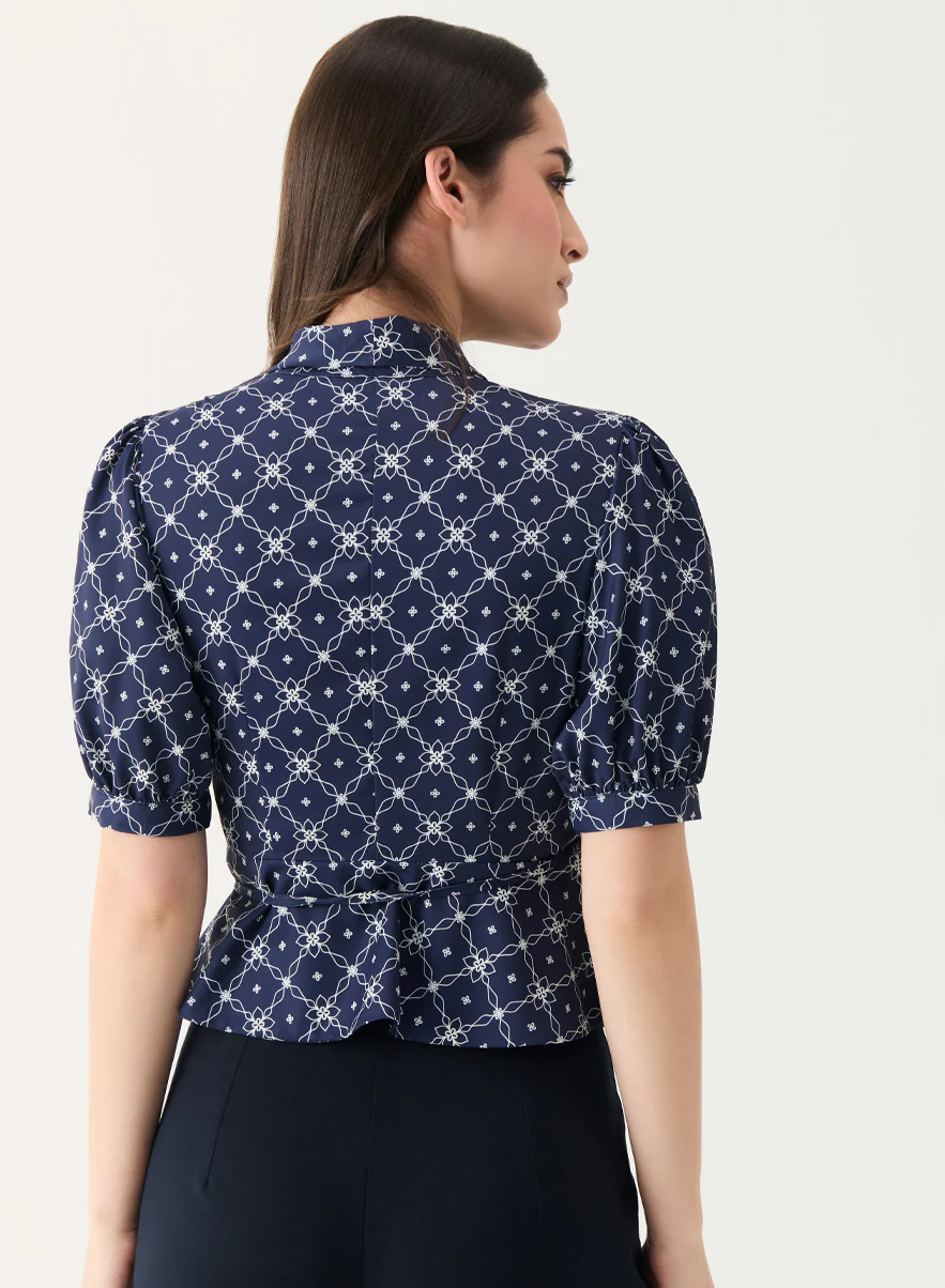 V Neck Crop Peplum Top - Image 2