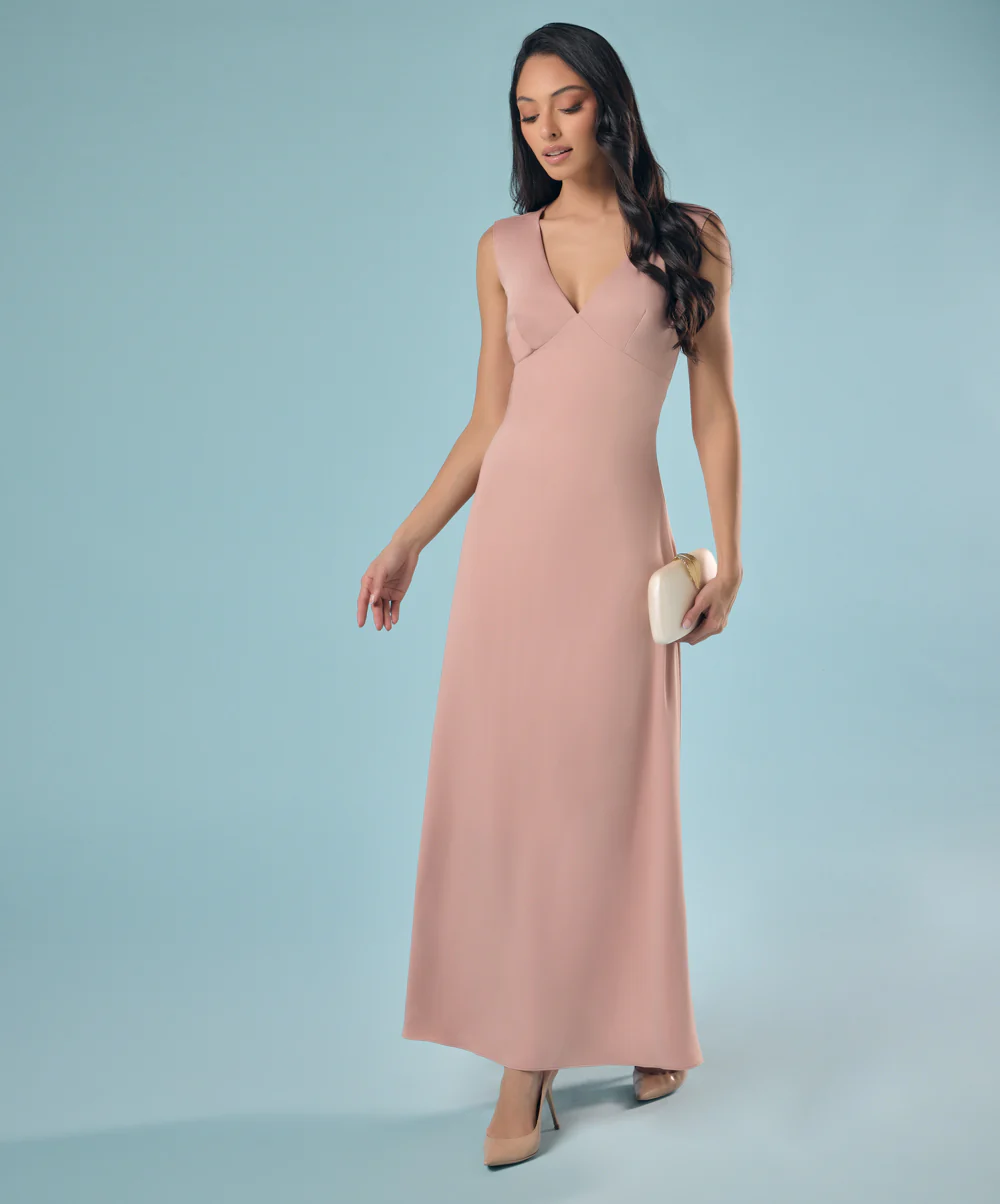 Vneck Body Hugging Satin Dress - Image 3