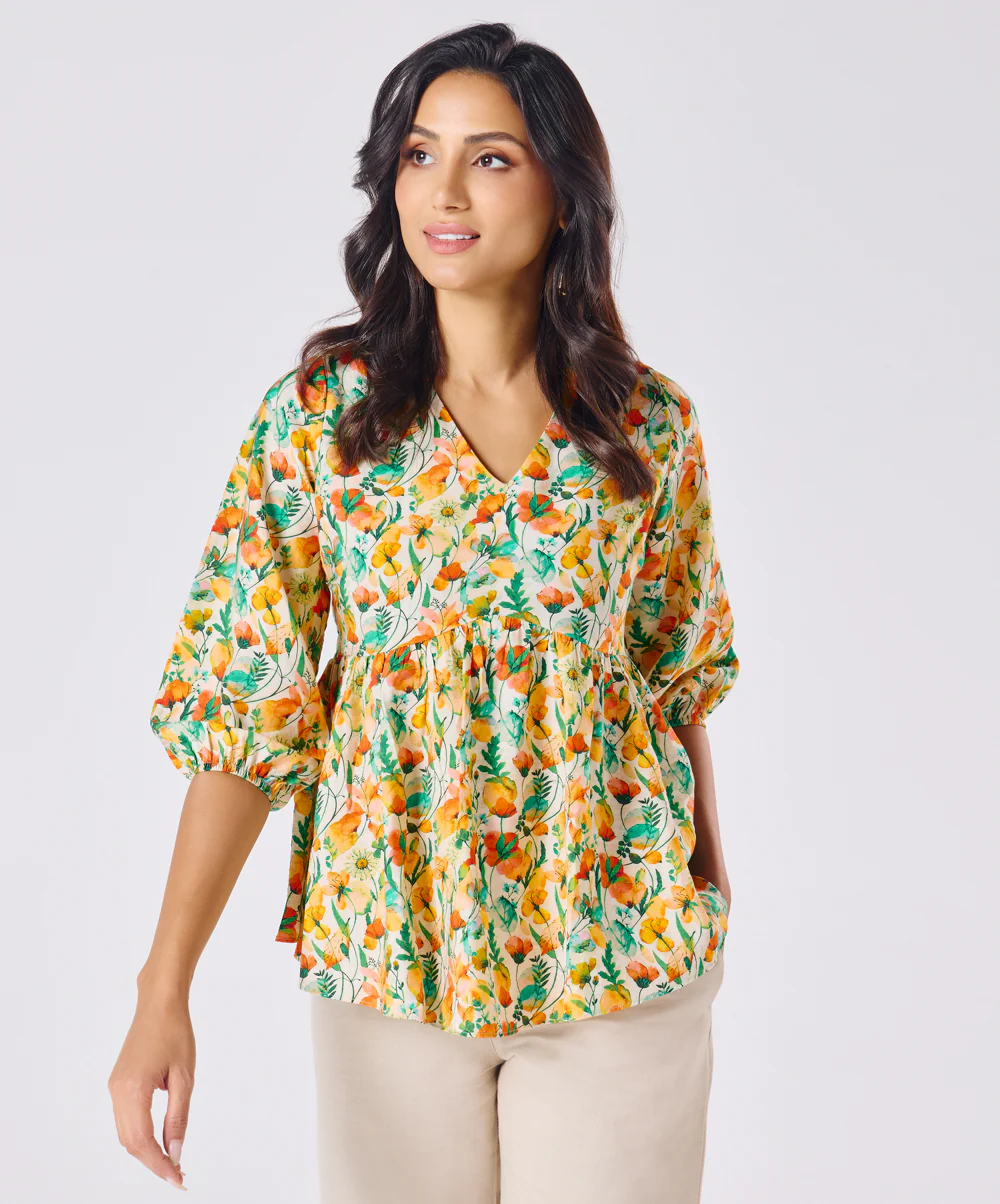 Vneck Printed Half Sleeve Top - Image 2