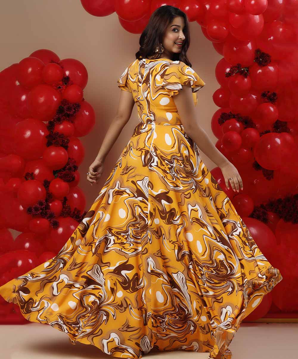 Vneck Flared Sleeve Chiffon Dress - Image 3