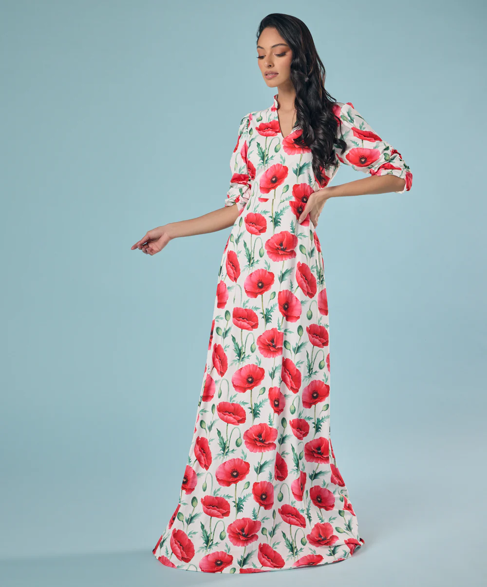 Vneck Tulip Printed Chiffon Maxi Dress - Image 3