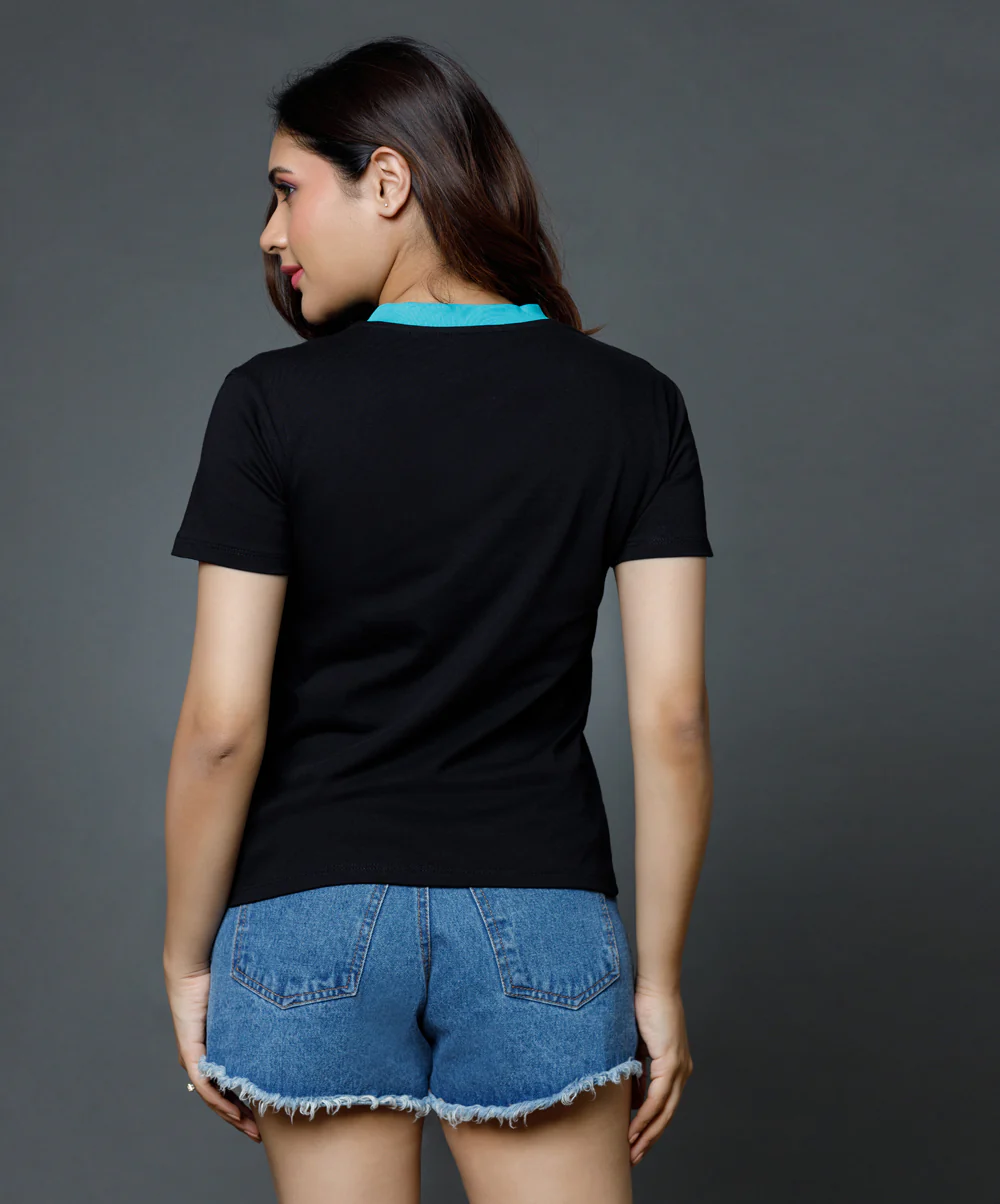 Vneck With Contrast Rib Tshirt - Image 3