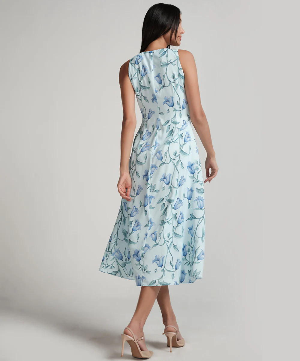 Vneck Zipper Attached Printed Dress - Image 4