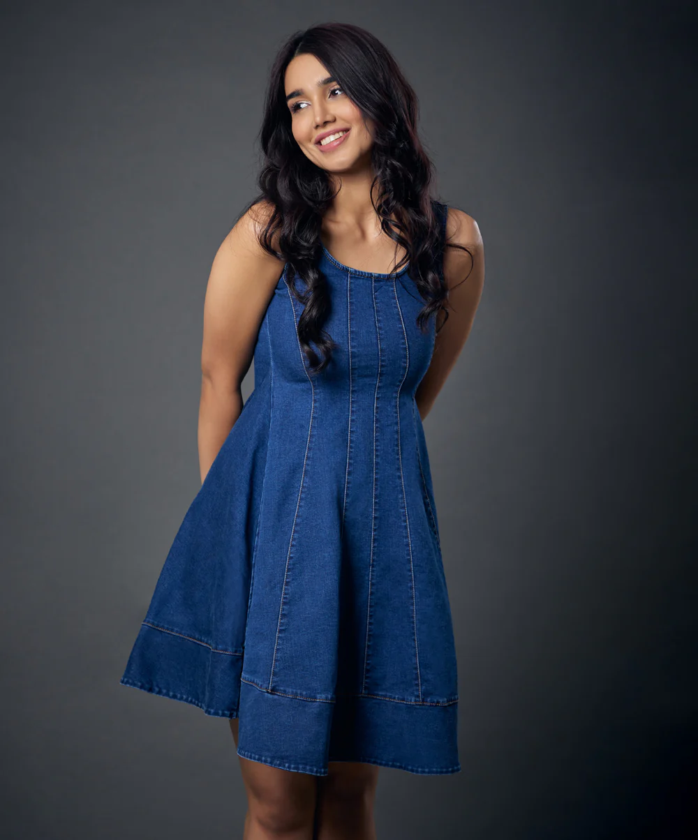 Waist Less Panel Denim Princess Line Dress