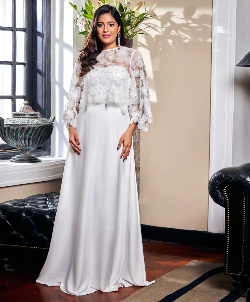 White Satin Dress (Mesh Top Excluded) - Image 3