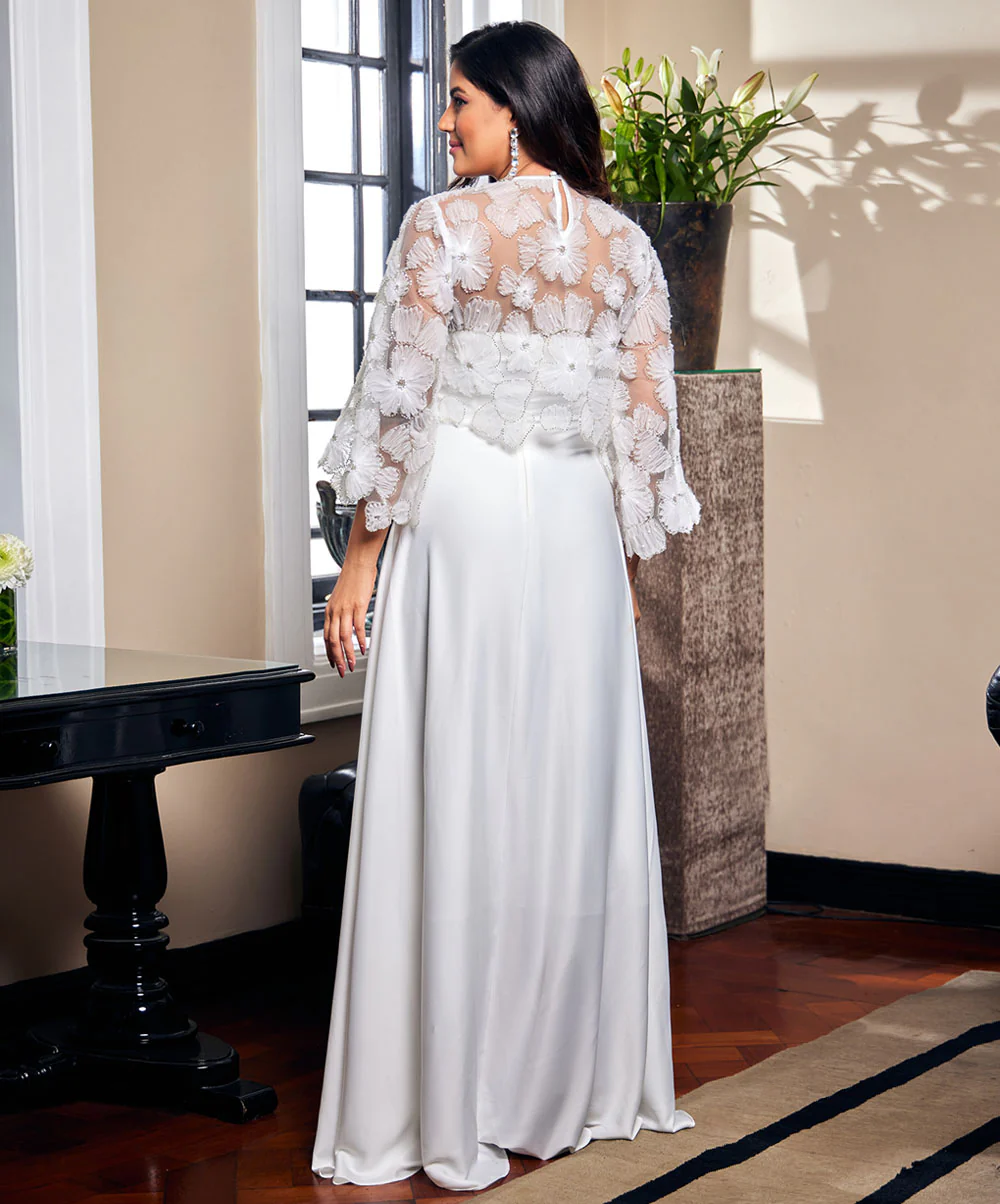 White Satin Dress (Mesh Top Excluded) - Image 5