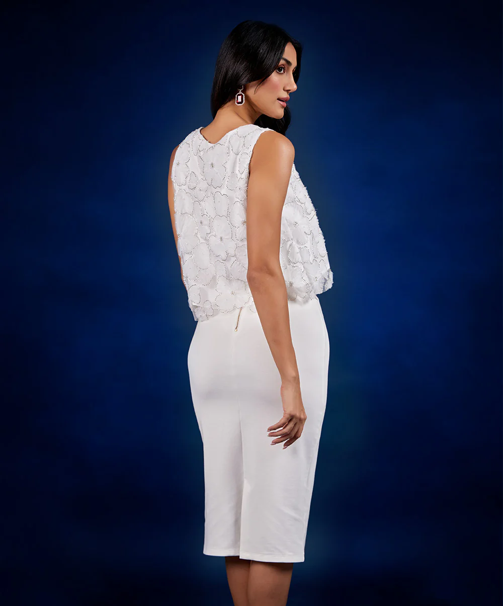 White Sequin Mesh Top - Image 4