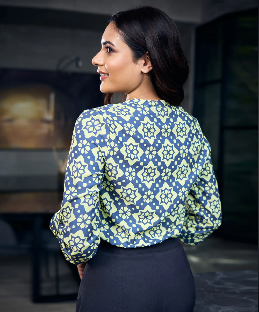 Women's Notch Collar Chiffon Top - Image 4