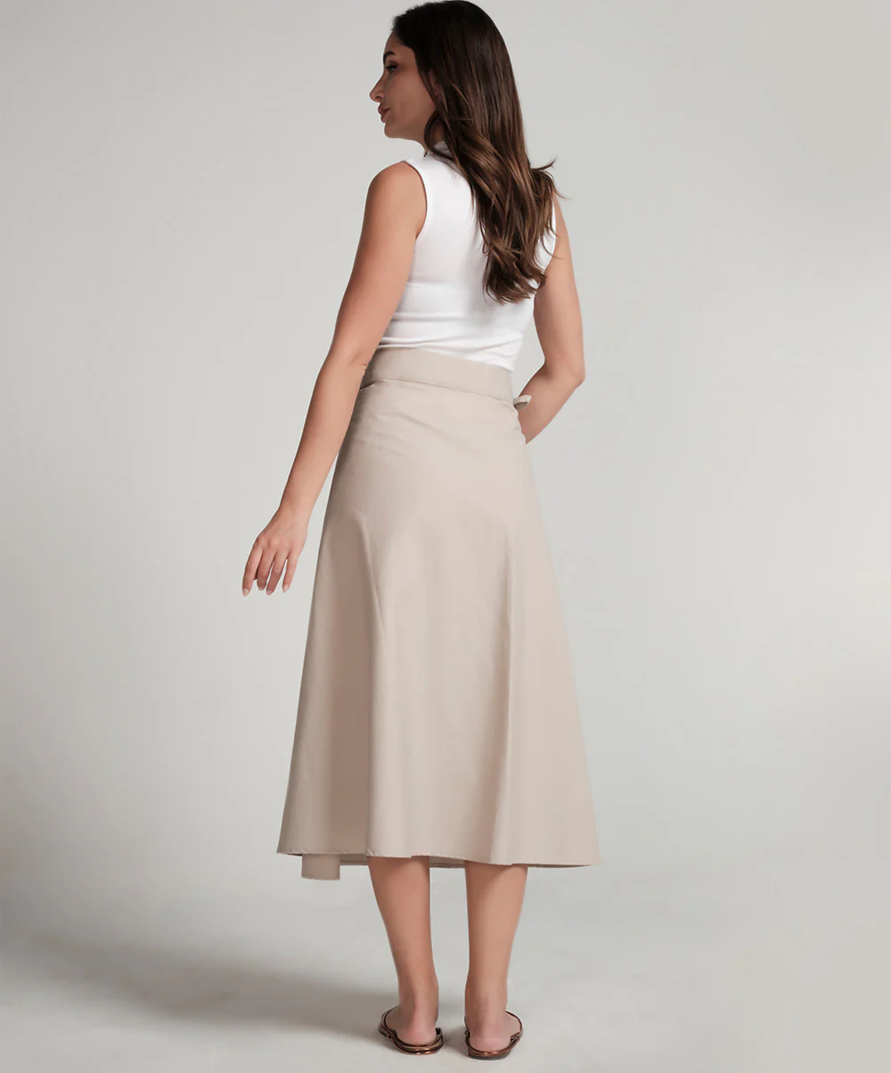 Wrap Cotton Skirt - Beige - Image 4